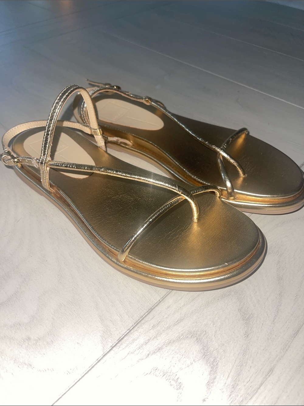 Dolce Vita Metallic Gold Strappy Toe-Loop Sandals